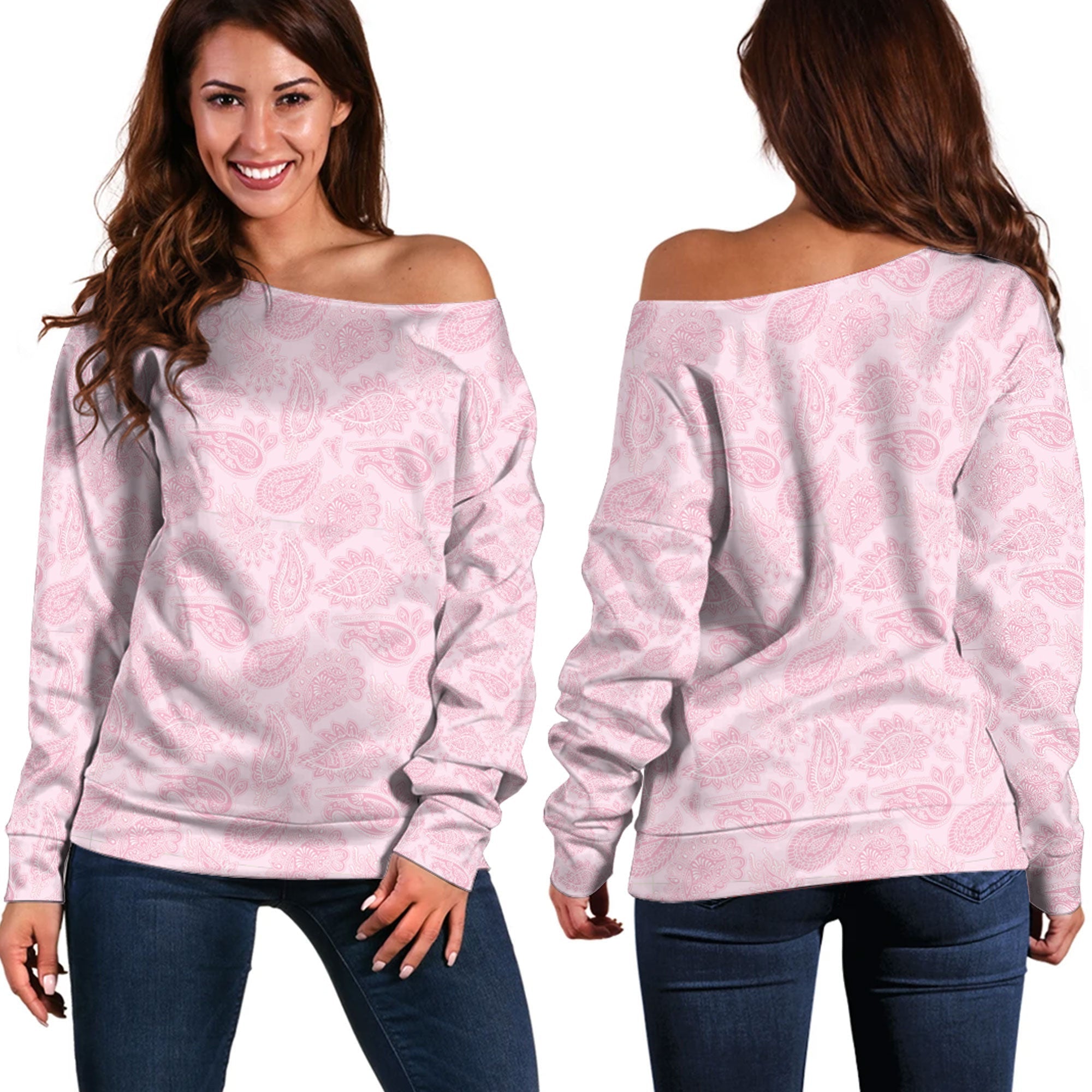 Paisley Bandana Pattern Seamless Off Shoulder Sweaters Ver.172 RLT13 - Wonder Print Shop