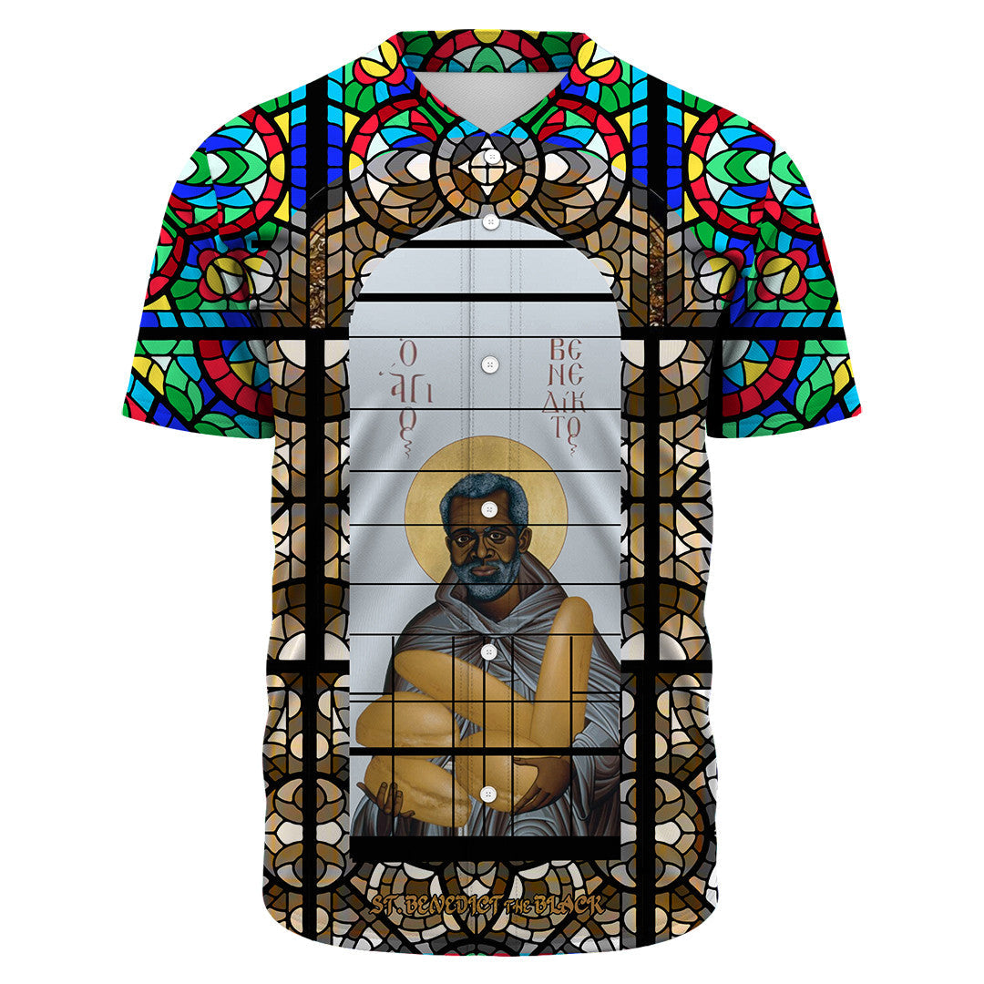 Saint Benedict of the African On Stained Glass Baseball Jerseys RLT13 - Wonder Print Shop