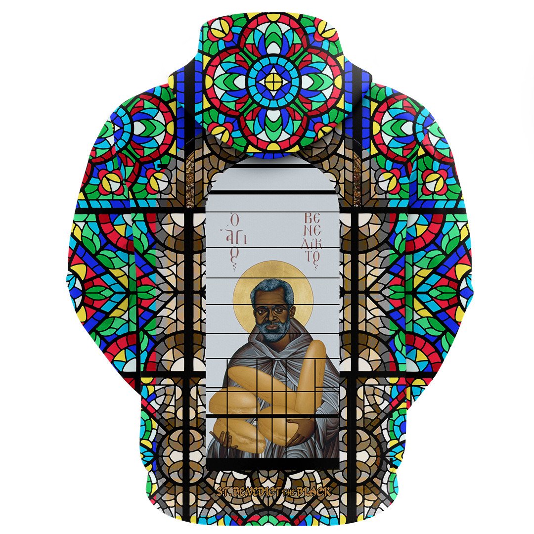 Saint Benedict of the African On Stained Glass Hoodie RLT13 - Wonder Print Shop