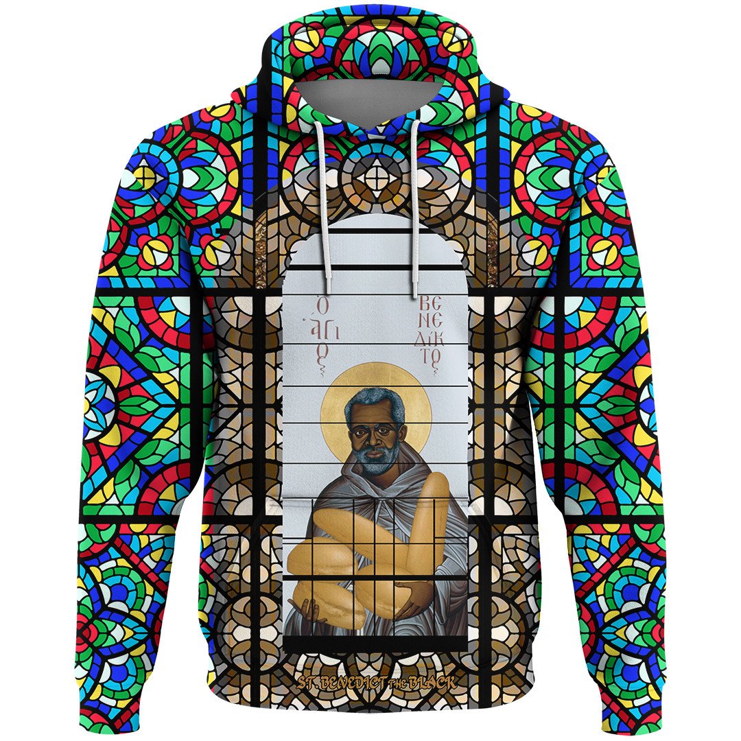 Saint Benedict of the African On Stained Glass Hoodie RLT13 - Wonder Print Shop
