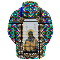 Saint Benedict of the African On Stained Glass Zip Hoodie RLT13 - Wonder Print Shop
