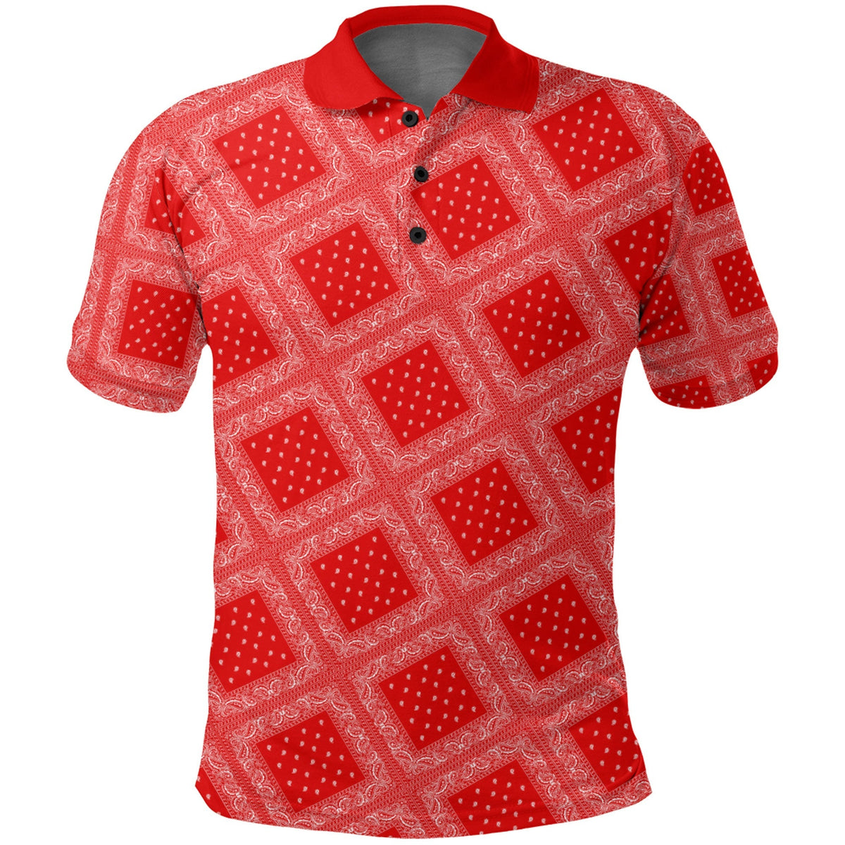 Paisley Polo Shirt Bandana Pattern Seamless Red Ver.02 RLT13 - Wonder Print Shop