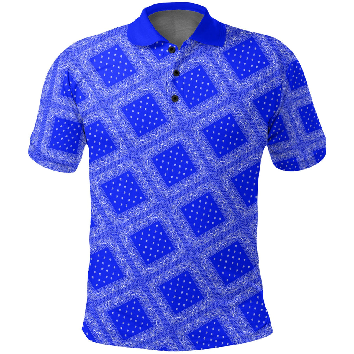 Paisley Bandana Pattern Seamless Blue Polo Shirt Ver.03 RLT13 - Wonder Print Shop