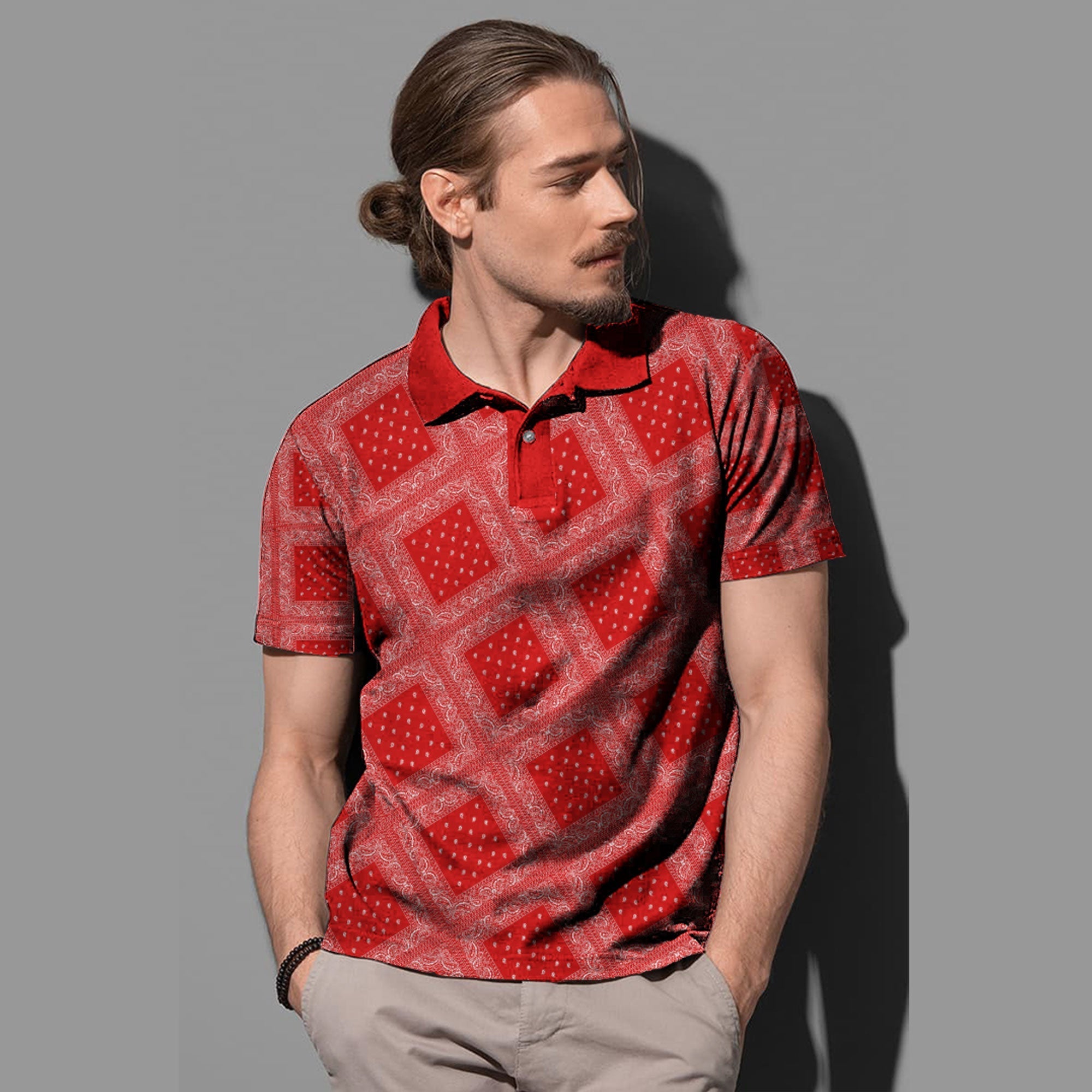 Paisley Polo Shirt Bandana Pattern Seamless Red Ver.02 RLT13 - Wonder Print Shop