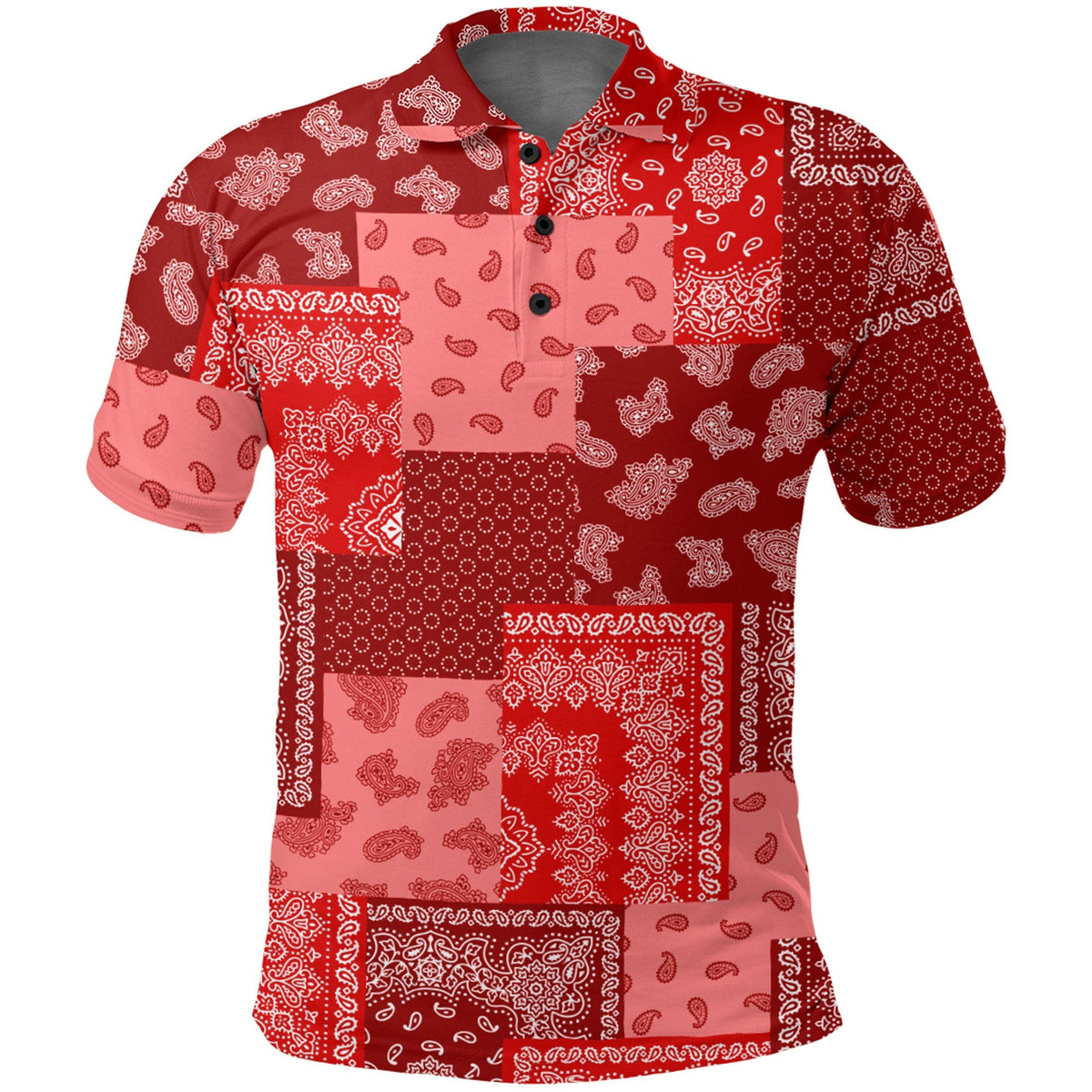 Paisley Polo Shirt Bandana Pattern Seamless Red RLT13 - Wonder Print Shop