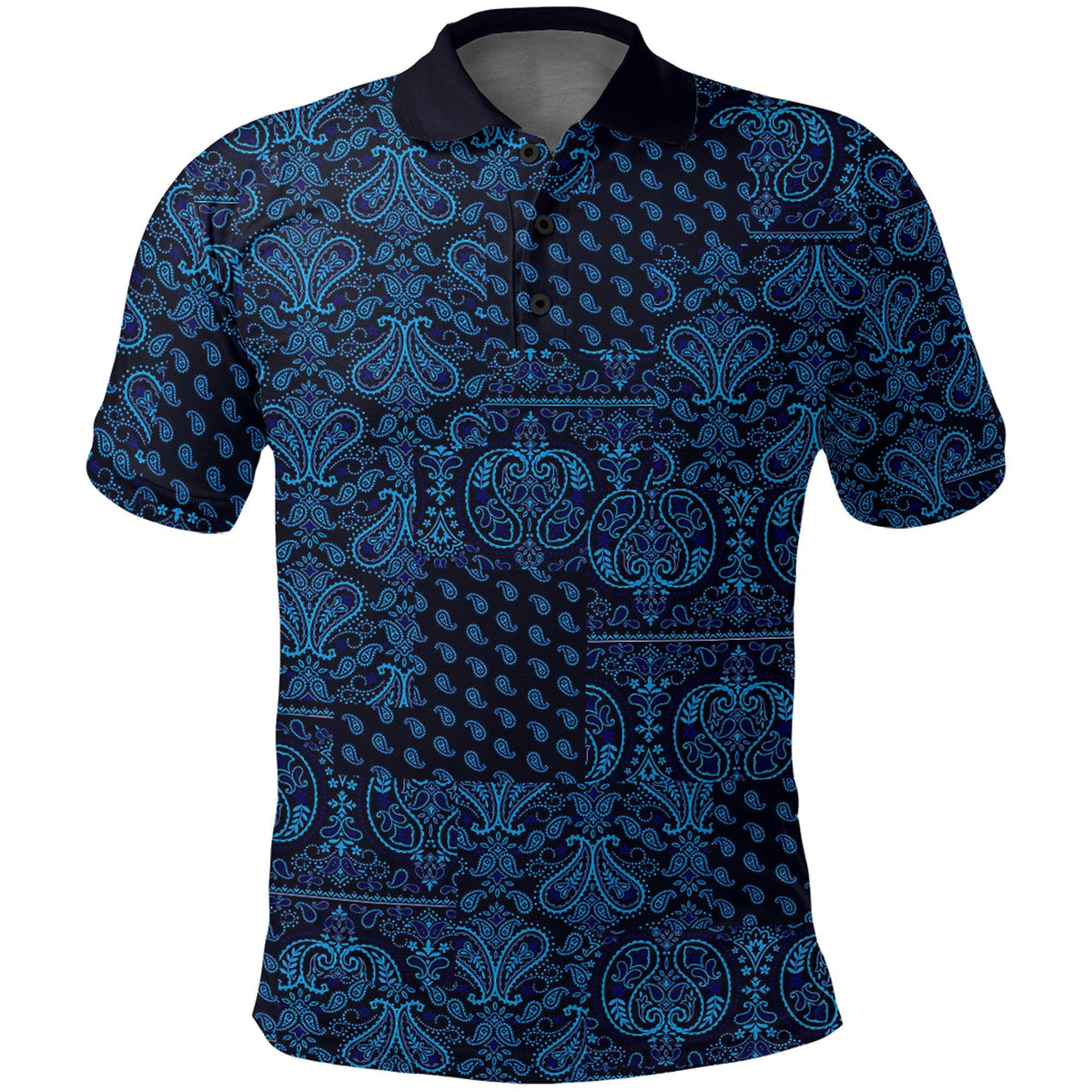 Paisley Bandana Pattern Seamless Blue Polo Shirt Ver.02 RLT13 - Wonder Print Shop