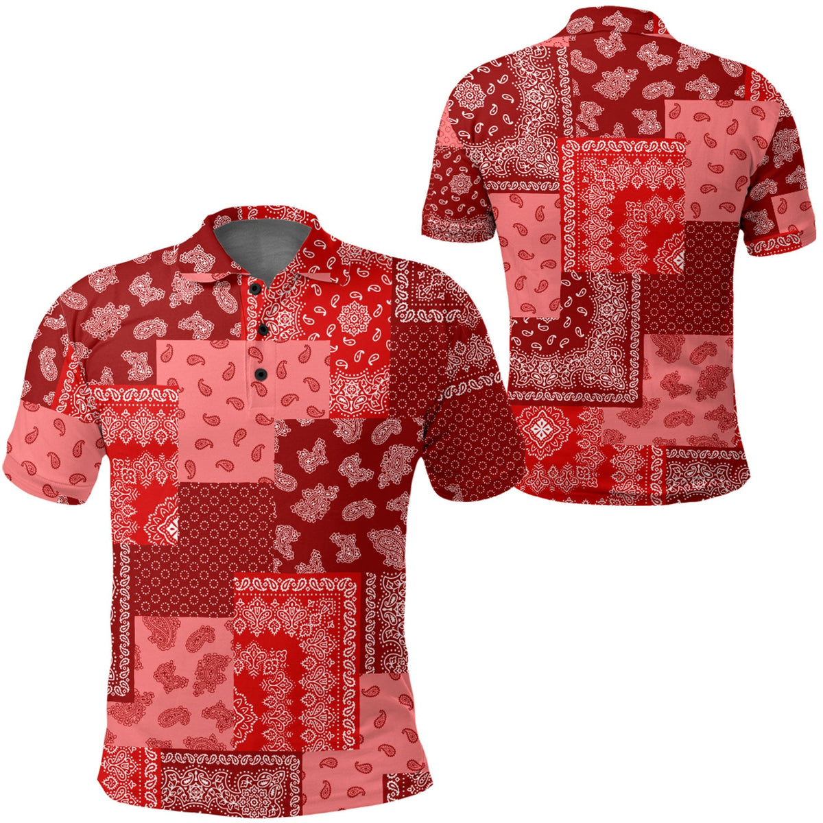 Paisley Polo Shirt Bandana Pattern Seamless Red RLT13 - Wonder Print Shop