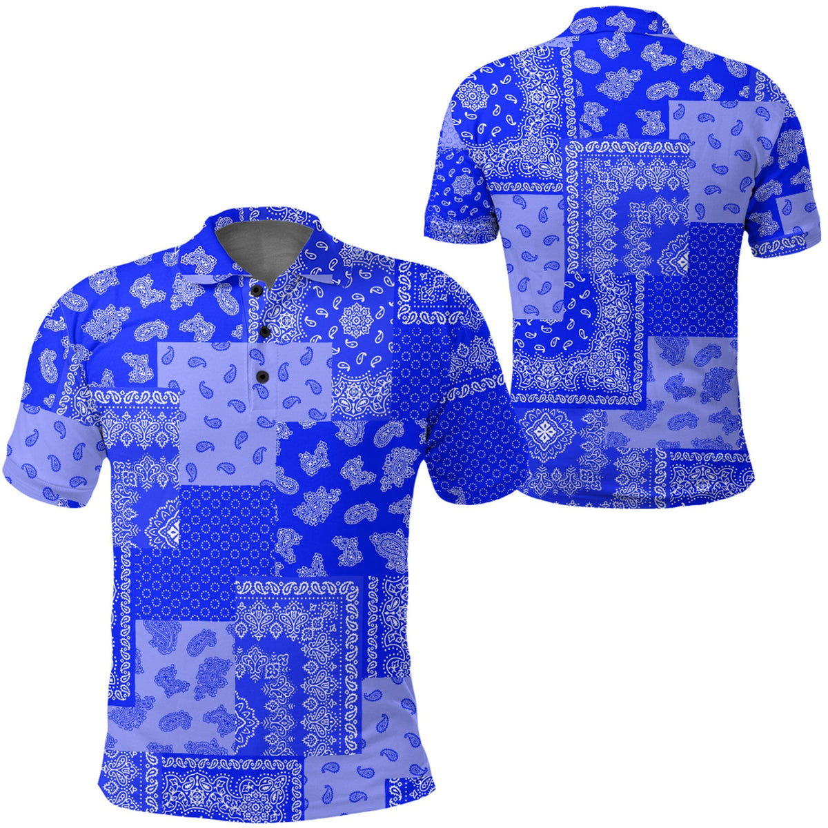 Paisley Bandana Pattern Seamless Blue Polo Shirt RLT13 - Wonder Print Shop