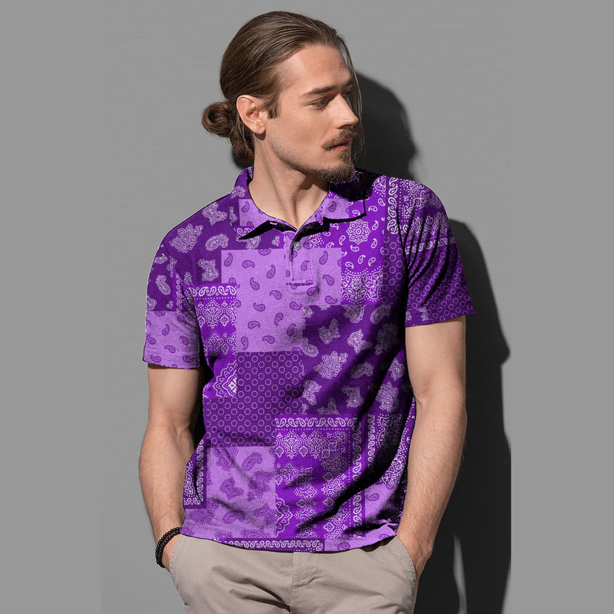 Paisley Bandana Pattern Seamless Purple Polo Shirt Ver.02 RLT13 - Wonder Print Shop
