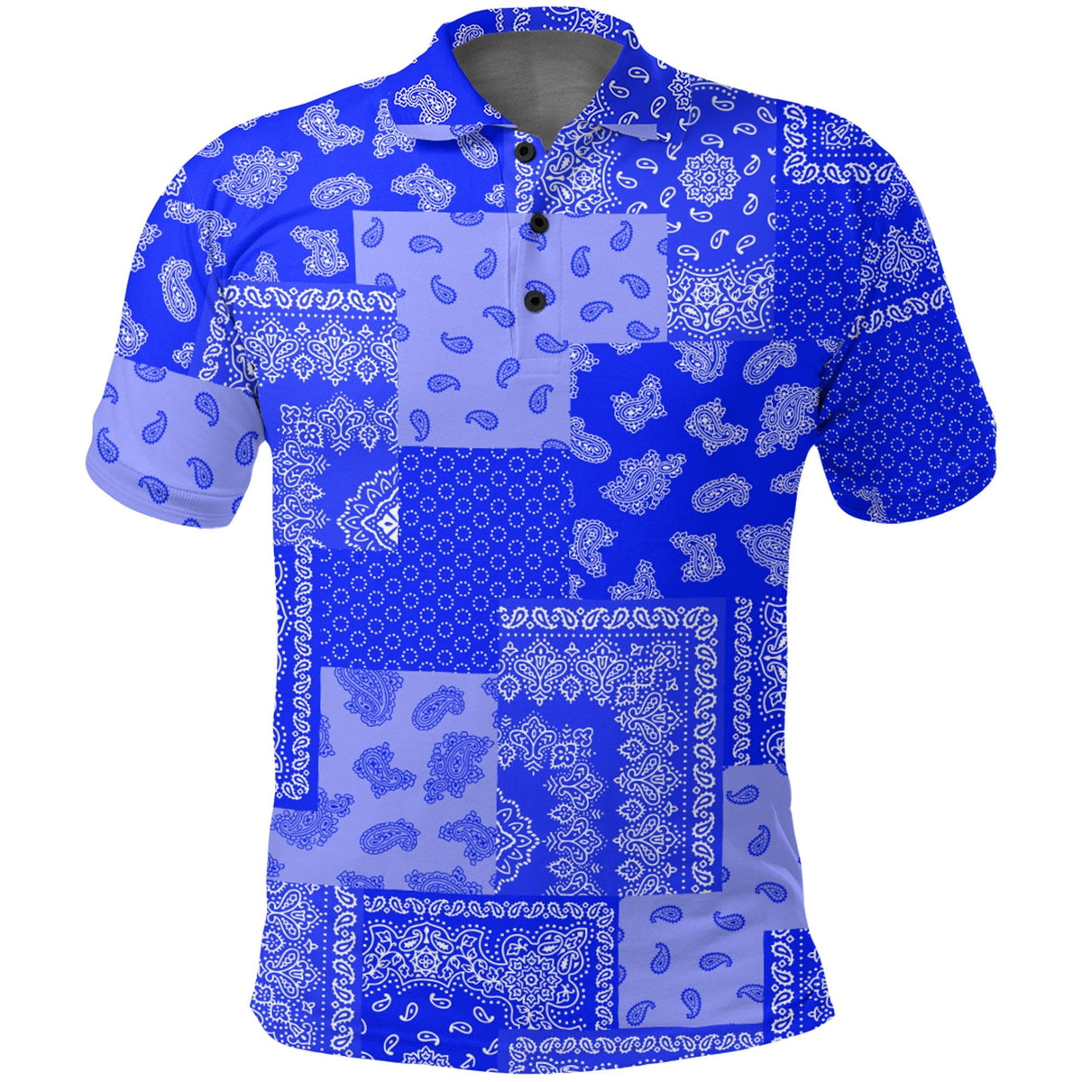 Paisley Bandana Pattern Seamless Blue Polo Shirt RLT13 - Wonder Print Shop