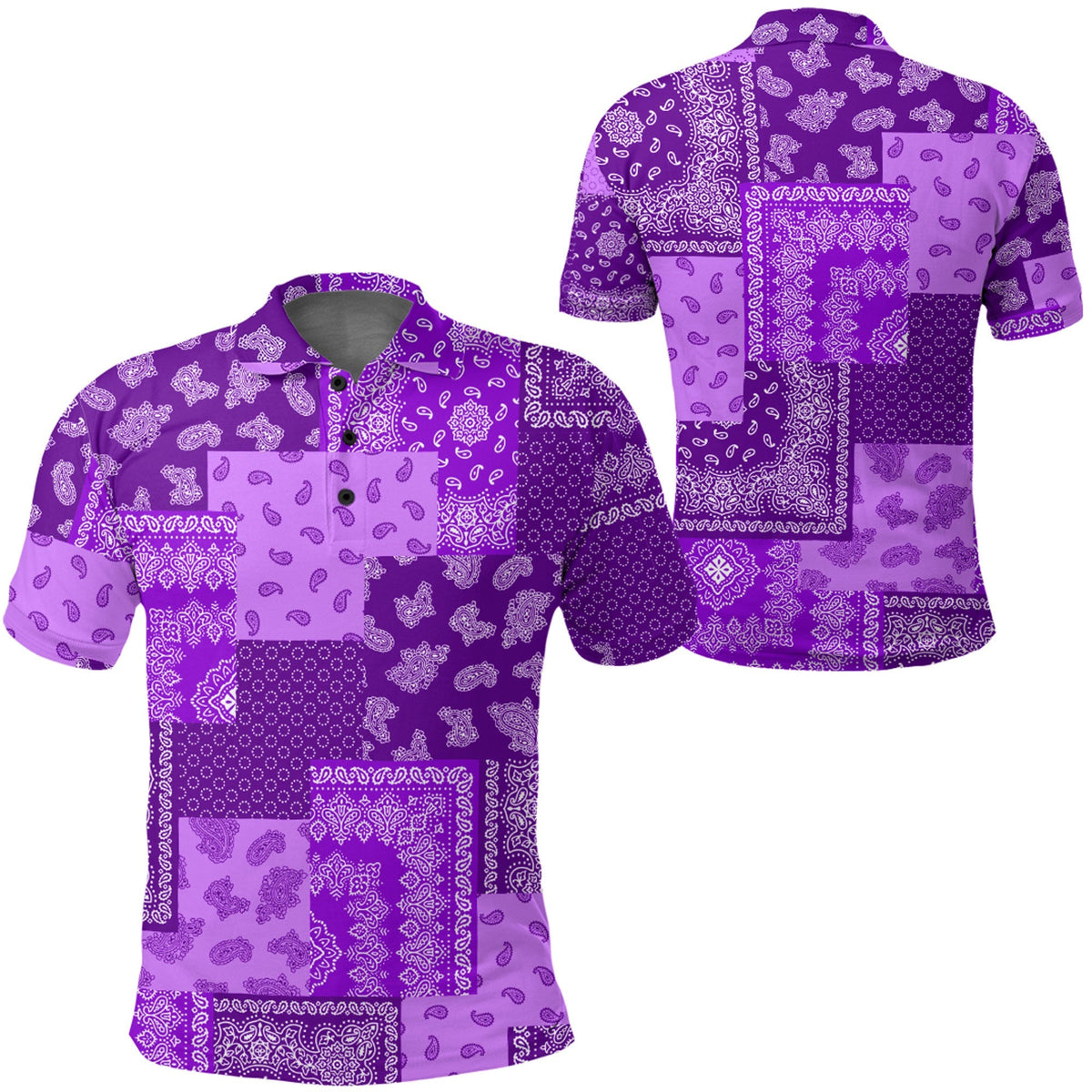 Paisley Bandana Pattern Seamless Purple Polo Shirt Ver.02 RLT13 - Wonder Print Shop