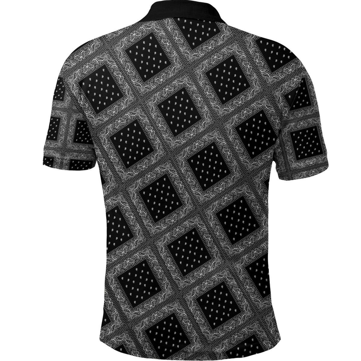 Paisley Bandana Pattern Seamless Black Polo Shirt RLT13 - Wonder Print Shop