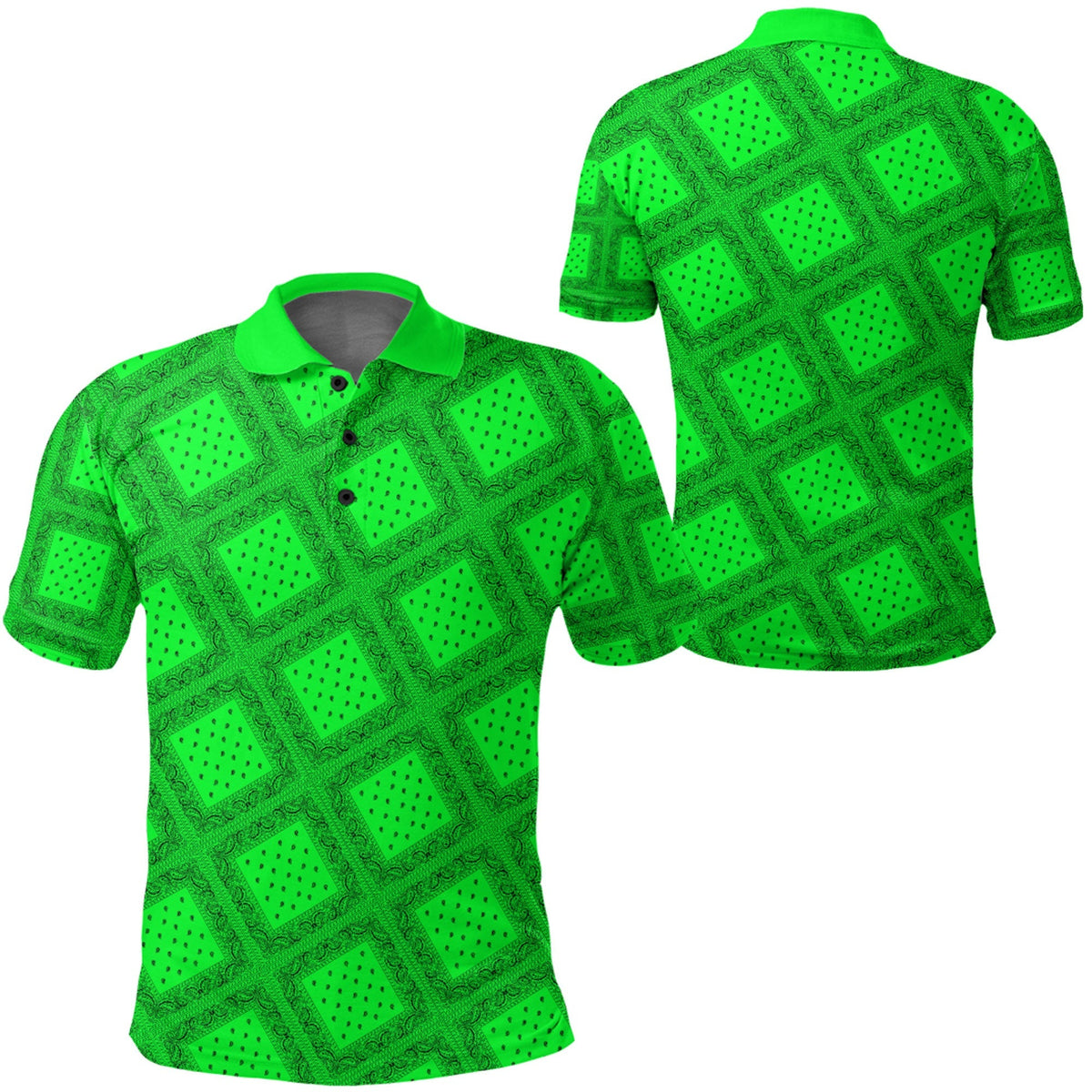 Paisley Bandana Pattern Seamless Green Polo Shirt Ver.02 RLT13 - Wonder Print Shop