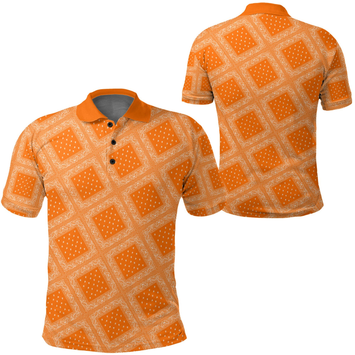 Paisley Bandana Pattern Seamless Orange Polo Shirt RLT13 - Wonder Print Shop