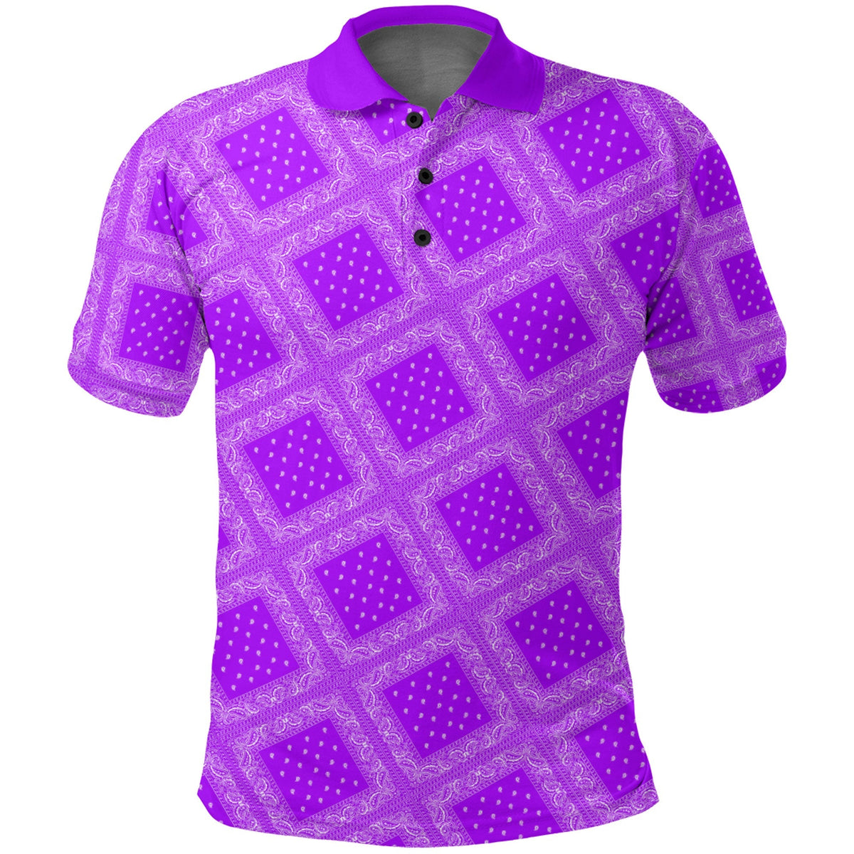 Paisley Bandana Pattern Seamless Purple Polo Shirt RLT13 - Wonder Print Shop