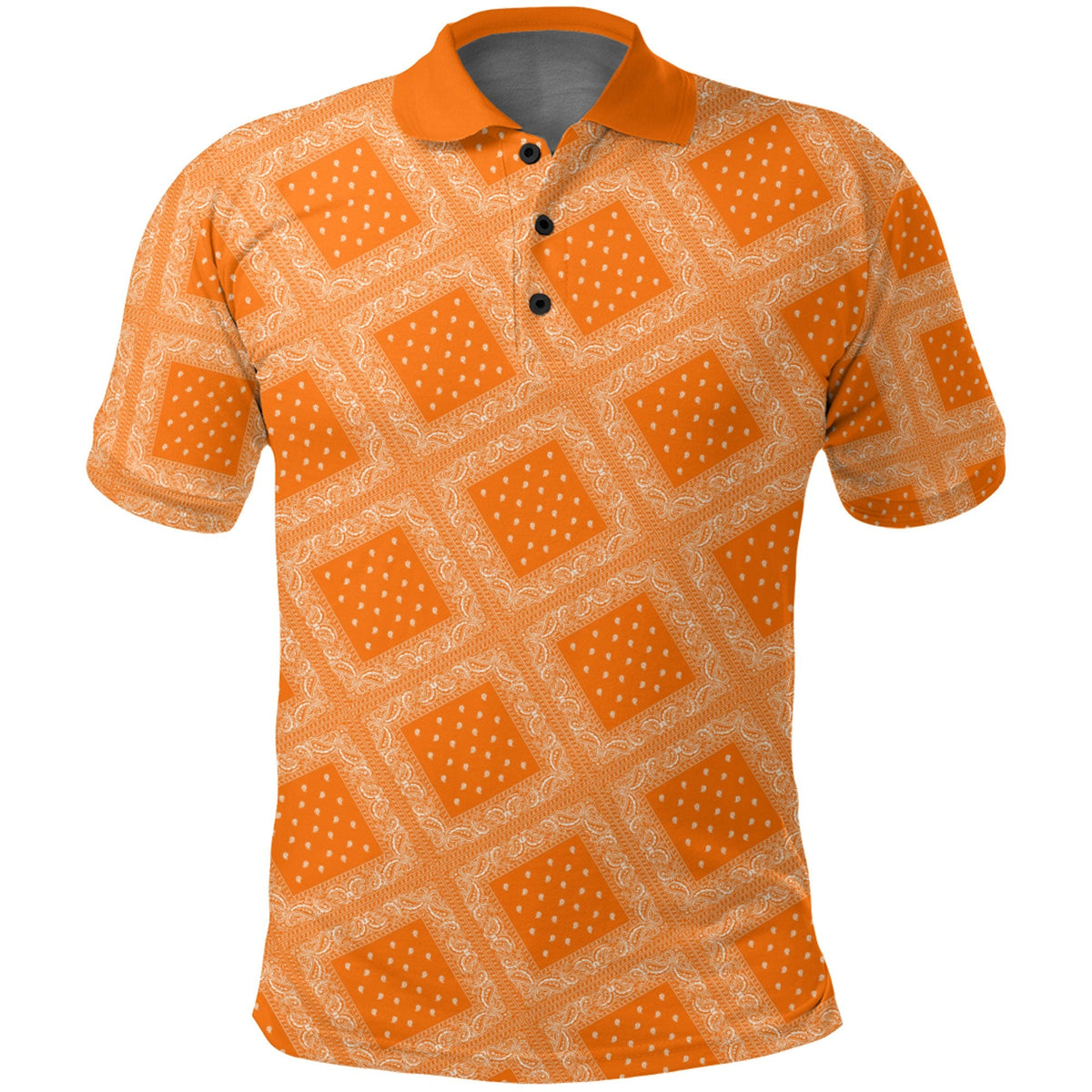Paisley Bandana Pattern Seamless Orange Polo Shirt RLT13 - Wonder Print Shop