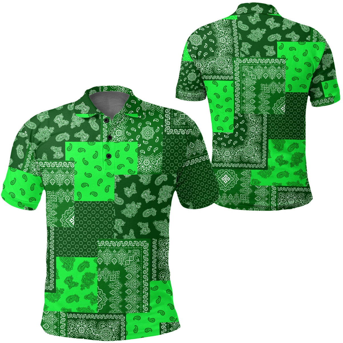 Paisley Bandana Pattern Seamless Green Polo Shirt Ver.01 RLT13 - Wonder Print Shop