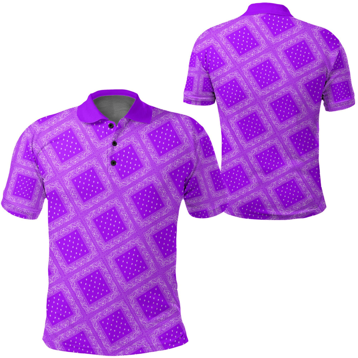 Paisley Bandana Pattern Seamless Purple Polo Shirt RLT13 - Wonder Print Shop