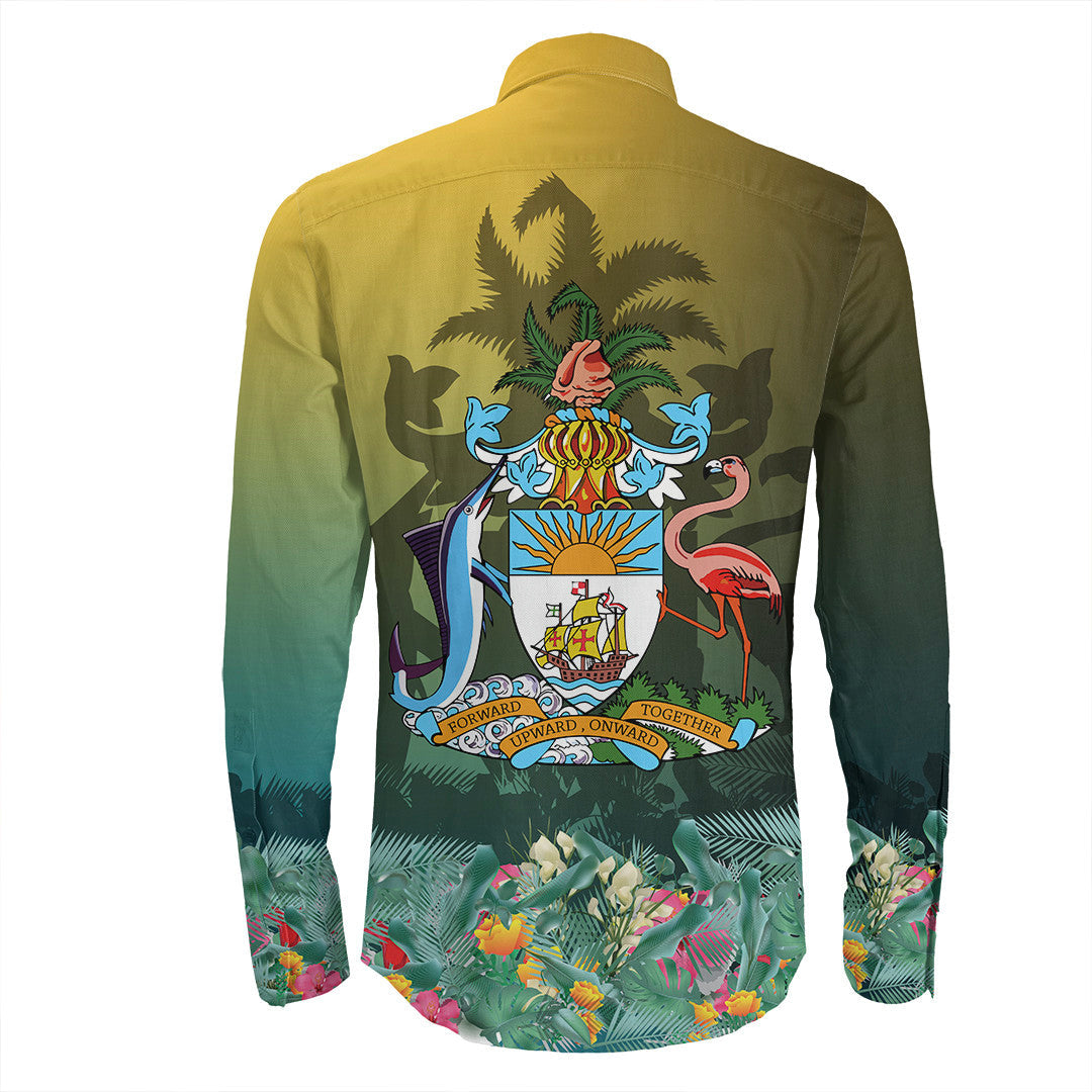 Bahamas Flag and Coat of Arms Special Style Long Sleeve Shirt RLT13 - Wonder Print Shop
