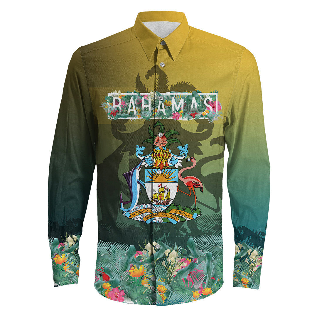 Bahamas Flag and Coat of Arms Special Style Long Sleeve Shirt RLT13 - Wonder Print Shop