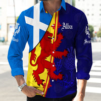 Scotland Alba Thistle Long Sleeve Button Shirt RLT12 - Wonder Print Shop