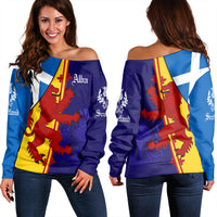 Scotland Alba Thistle Women Off Shoulder Sweater RLT12 - Wonder Print Shop