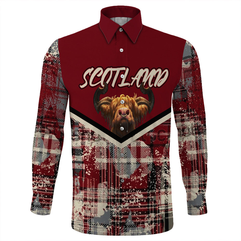 Scotland Tartan Grunge Plaid Long Sleeve Button Shirt RLT12 - Wonder Print Shop