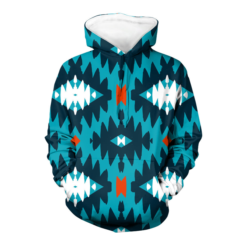 Native American Blue Seamless Ethnic Pattern 3D Hoodie LT10 - Wonder Print Shop