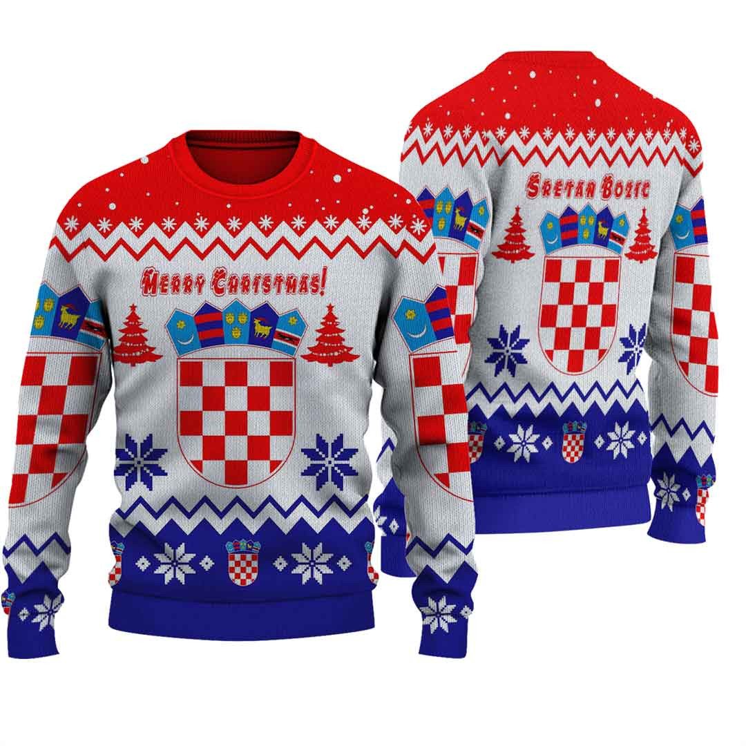 Wonder Print Shop Ugly Sweater Croatia Knitted Sweater Christmas - Wonder Print Shop