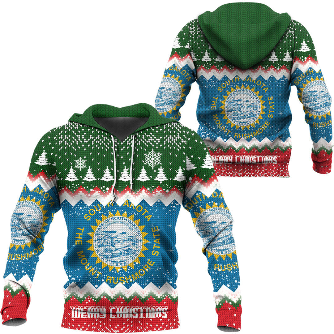 Flag Of South Dakota Hoodie Merry Christmas - Wonder Print Shop