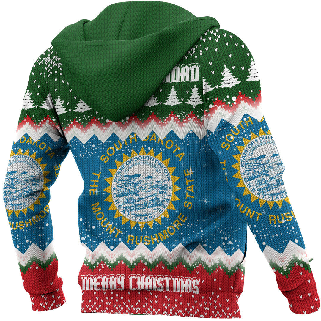 Flag Of South Dakota Hoodie Merry Christmas - Wonder Print Shop