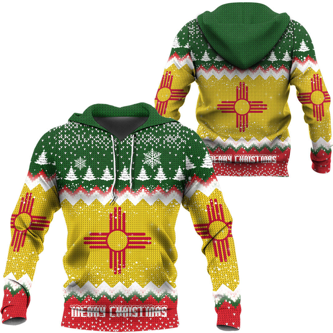 Flag Of New Mexico Hoodie Merry Christmas - Wonder Print Shop