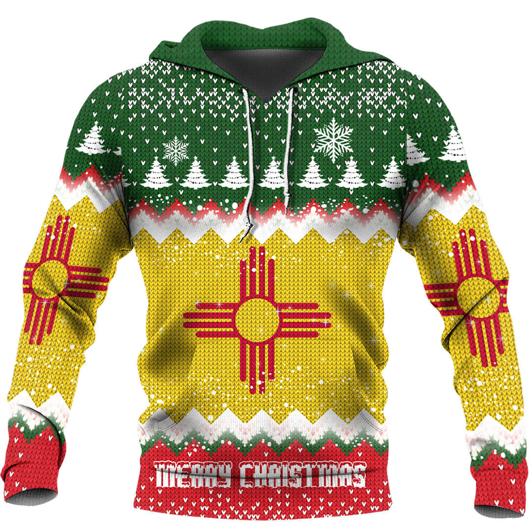 Flag Of New Mexico Hoodie Merry Christmas - Wonder Print Shop
