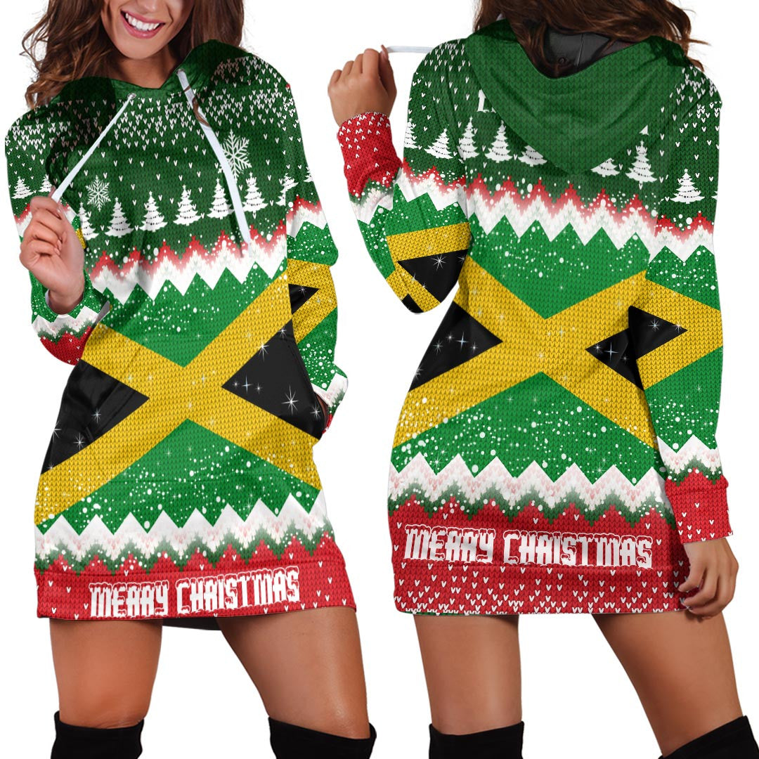 Jamaica Merry Christmas Hoodie Dress - Wonder Print Shop