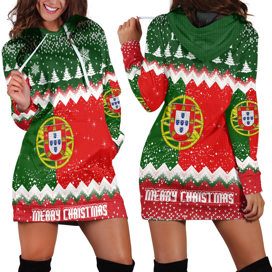 Portugal Merry Christmas Hoodie Dress - Wonder Print Shop