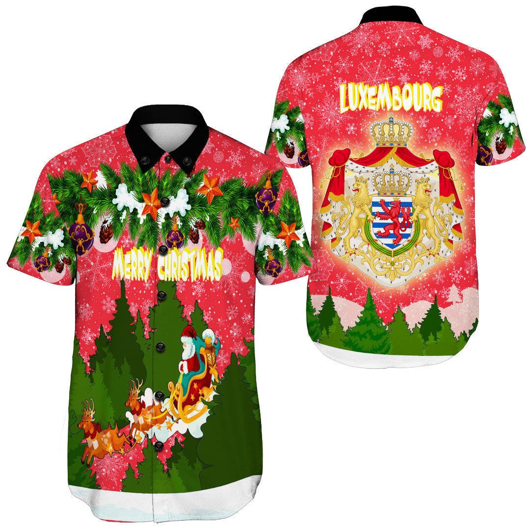 luxembourg-red-xmas-shorts-sleeve-shirt