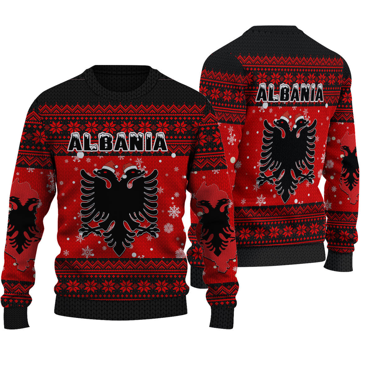Wonder Print Shop Ugly Sweater Albania Christmas Knitted Sweater - Wonder Print Shop