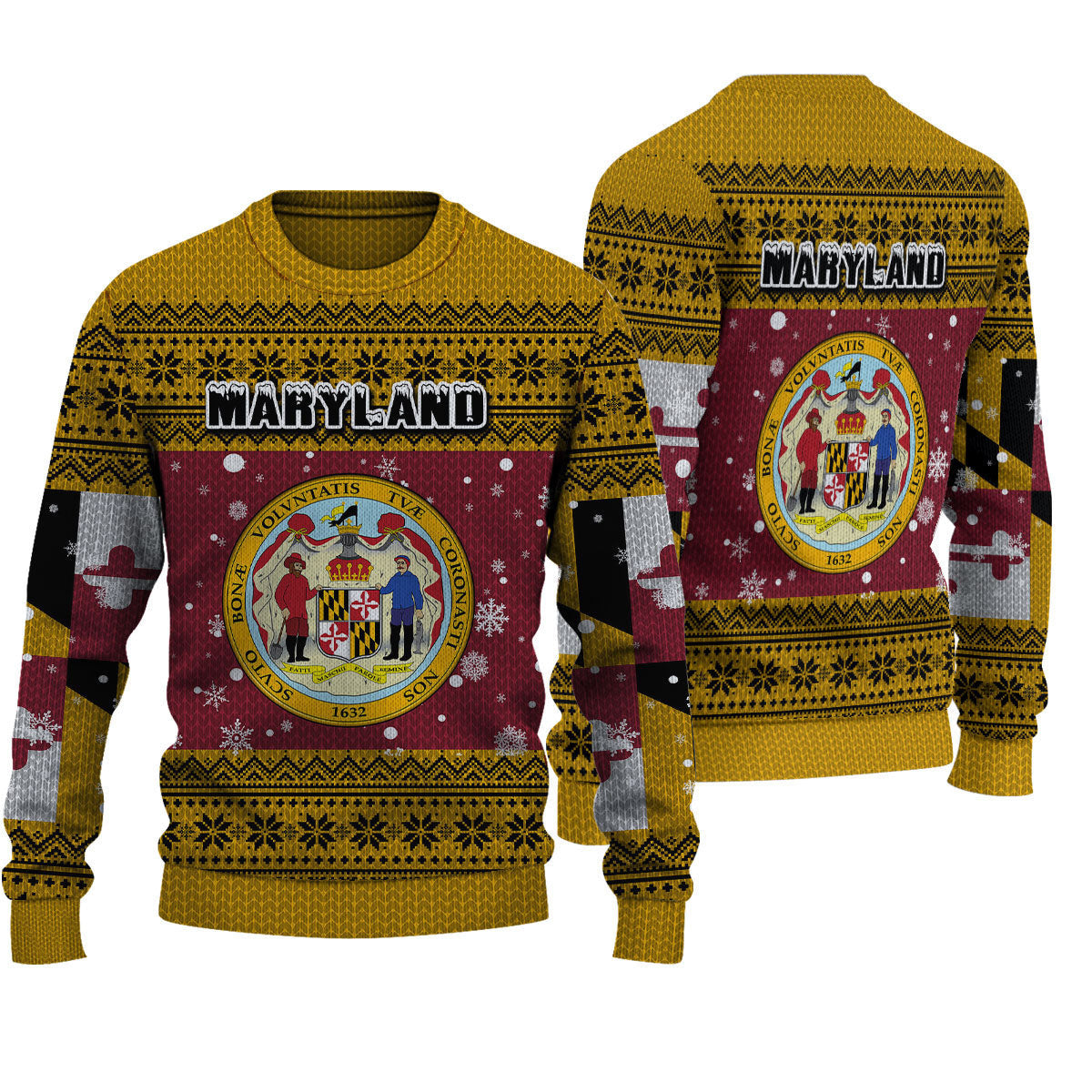 Wonder Print Shop Ugly Sweater Maryland Christmas Knitted Sweater - Wonder Print Shop