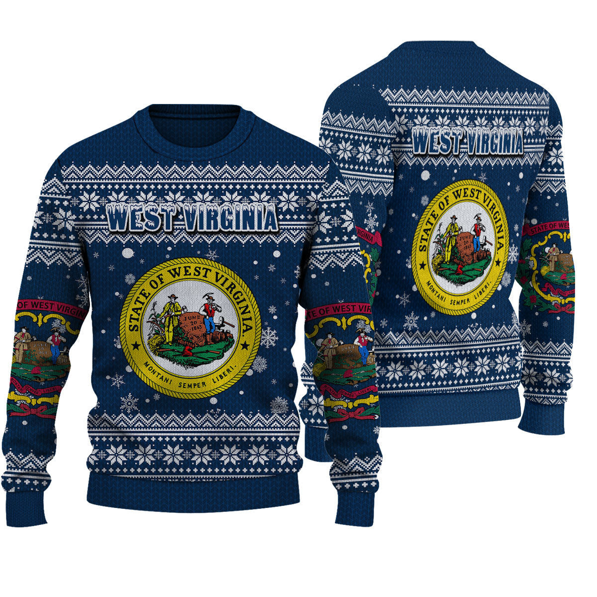 Wonder Print Shop Ugly Sweater West-Virginia Christmas Knitted Sweater - Wonder Print Shop