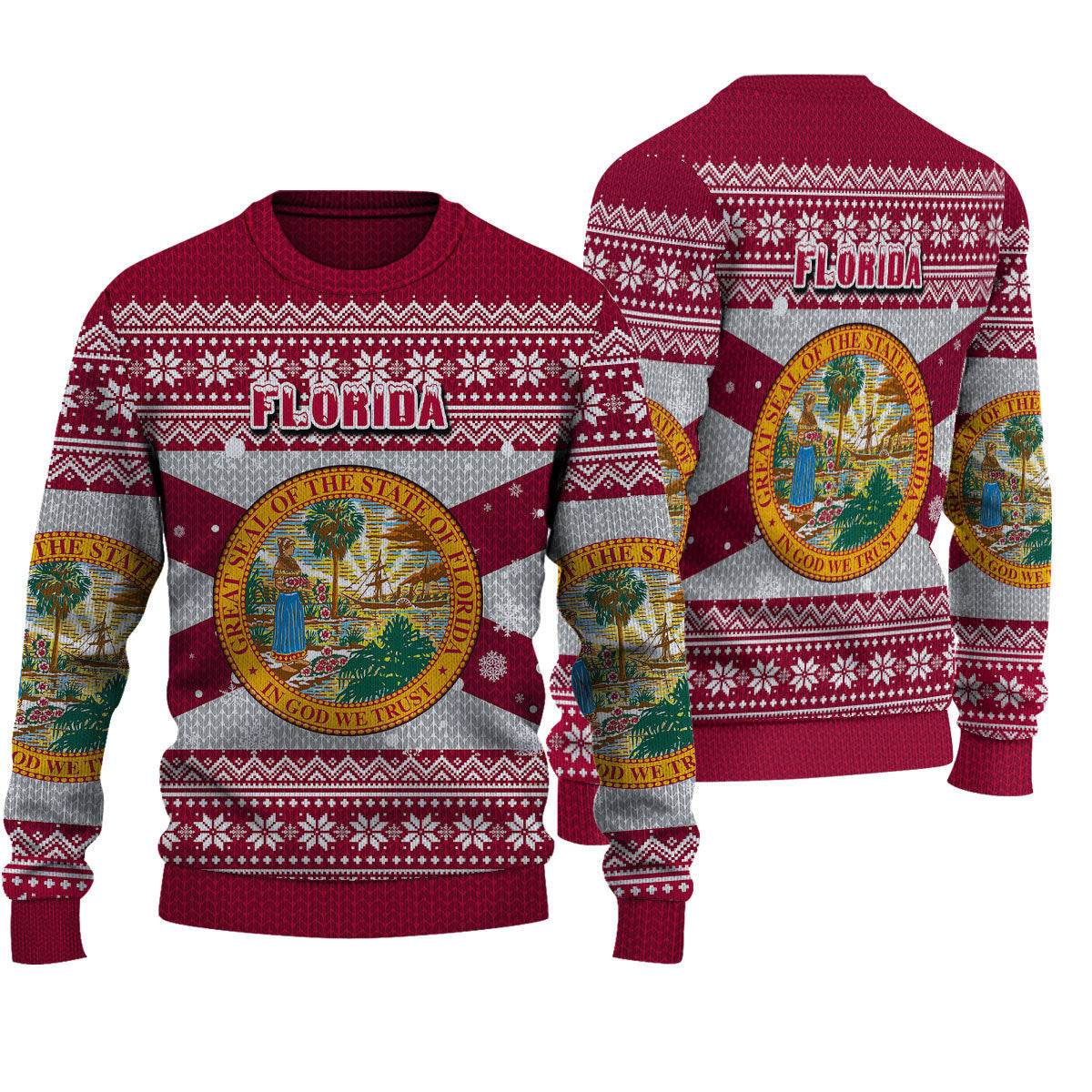 Wonder Print Shop Ugly Sweater Florida Christmas Knitted Sweater - Wonder Print Shop