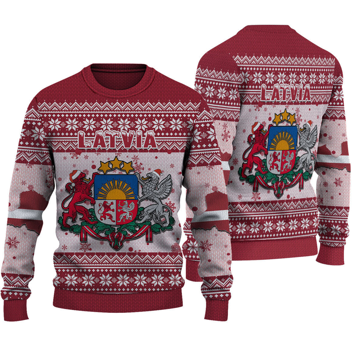 Wonder Print Shop Ugly Sweater Latvia Christmas Knitted Sweater - Wonder Print Shop