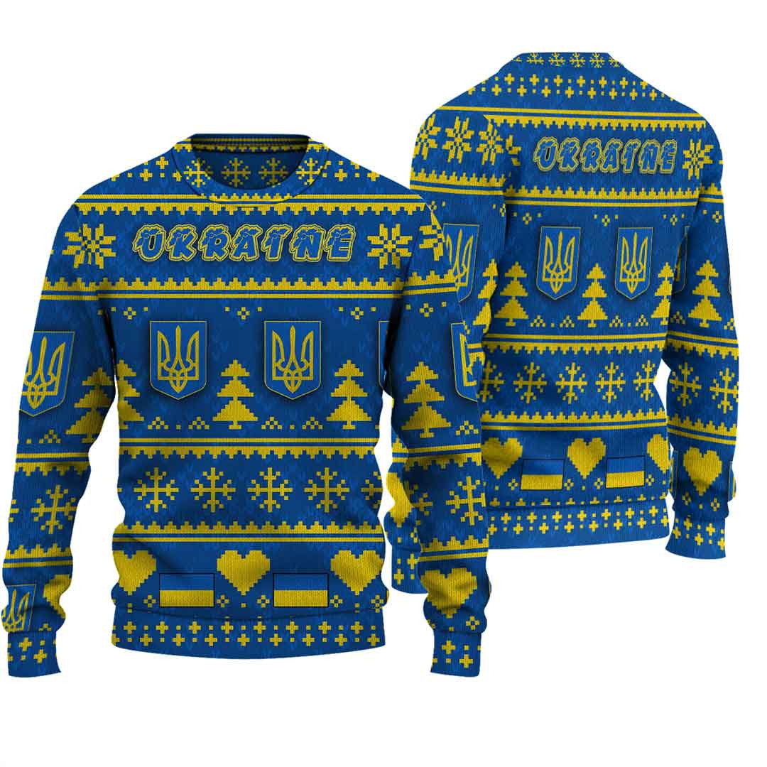 Wonder Print Shop Ugly Sweater Ukraine Christmas Knitted Sweater - Wonder Print Shop