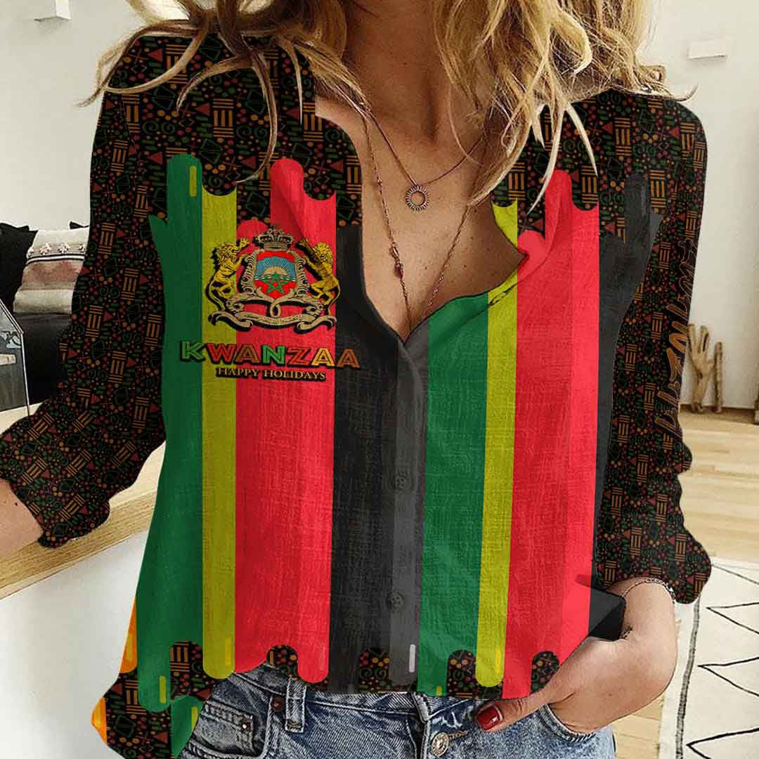 morocco-happy-kwanzaa-new-womens-casual-shirt