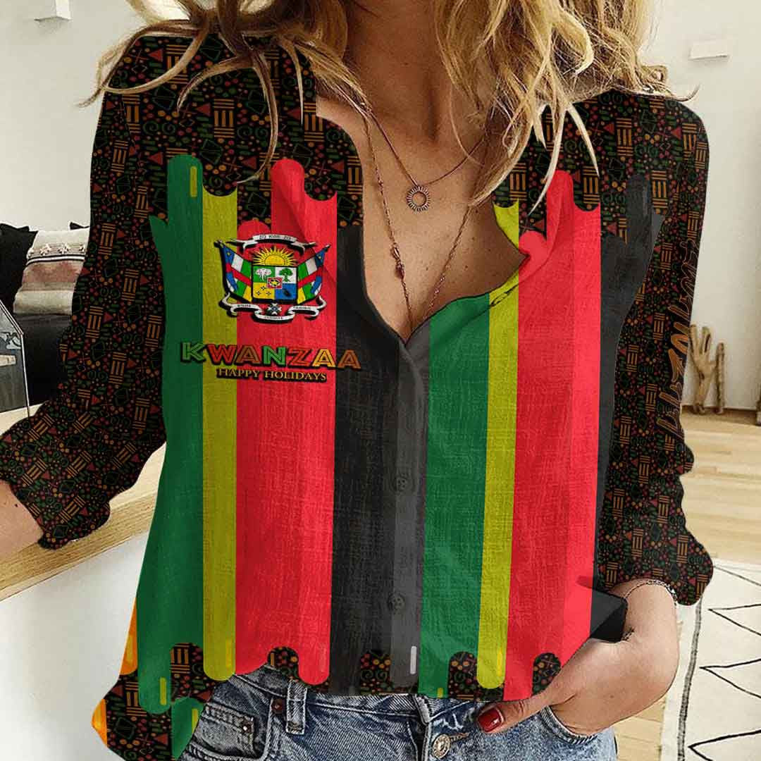 central-african-republic-happy-kwanzaa-new-womens-casual-shirt