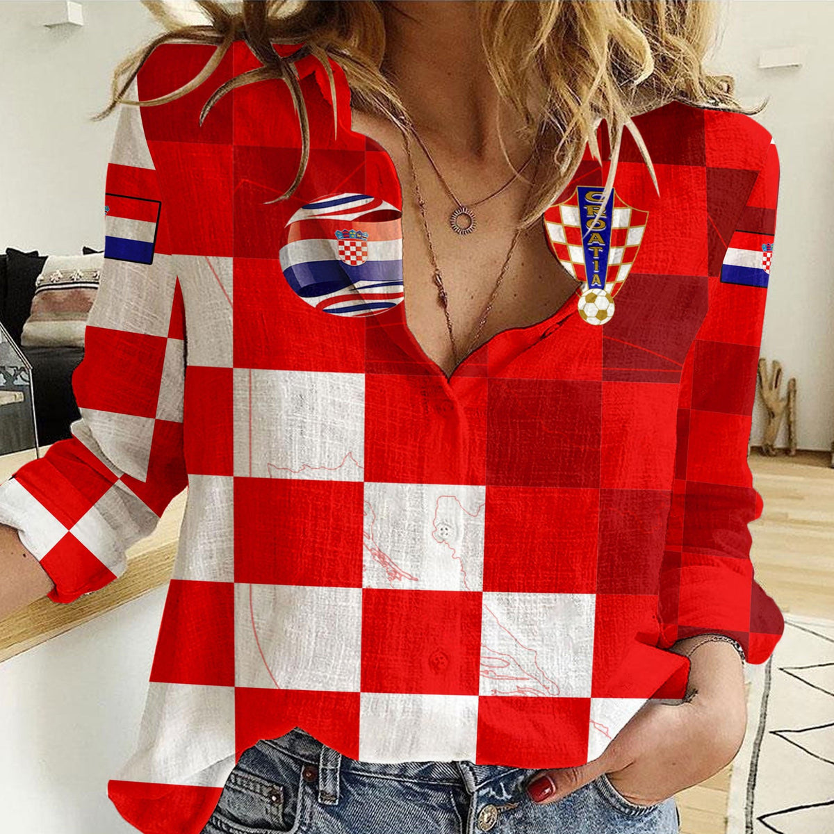 Croatia Soccer Style Women Casual Shirt - Wonder Print Shop