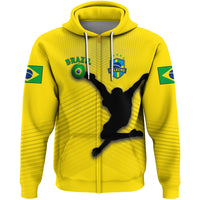 Brazil Soccer Style Zip Hoodie - Wonder Print Shop