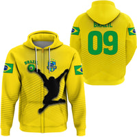 Brazil Soccer Style Zip Hoodie - Wonder Print Shop