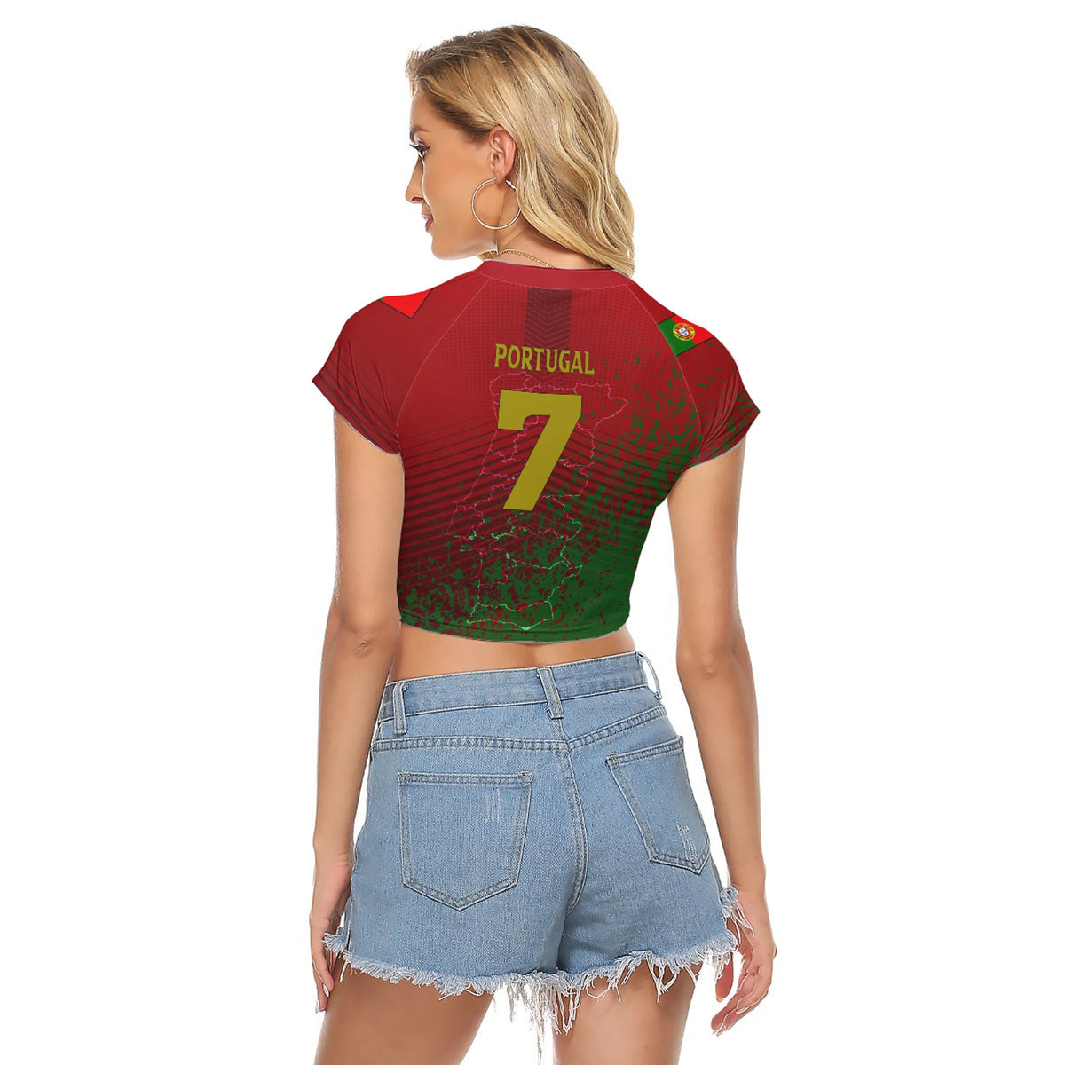 Portugal Soccer Style Women's Raglan Cropped T Shirt - Wonder Print Shop