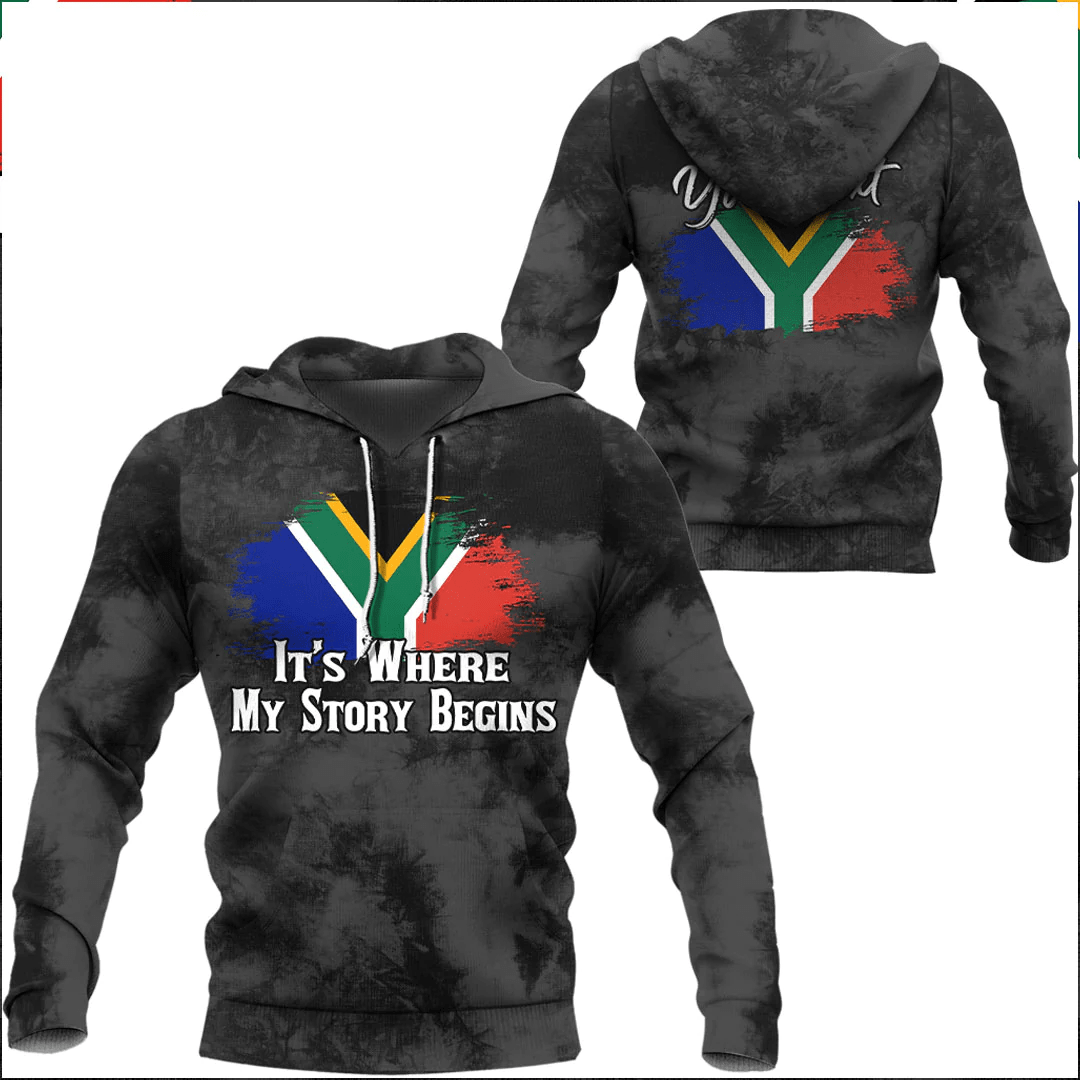 Custom African Hoodie South Africa Its Where My Story Begin Wash Style - Wonder Print Shop