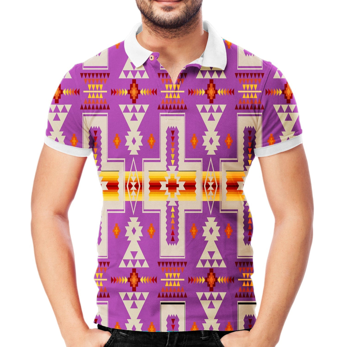 Light Purple Tribe Design Native American Polo T Shirt 3D LT10 - Wonder Print Shop